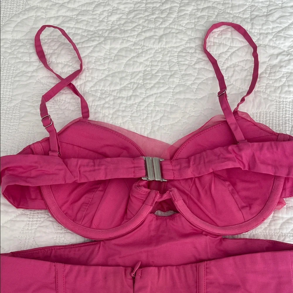 Oh Polly Hot Pink Ruched Mini Dress - Picture 4 of 8